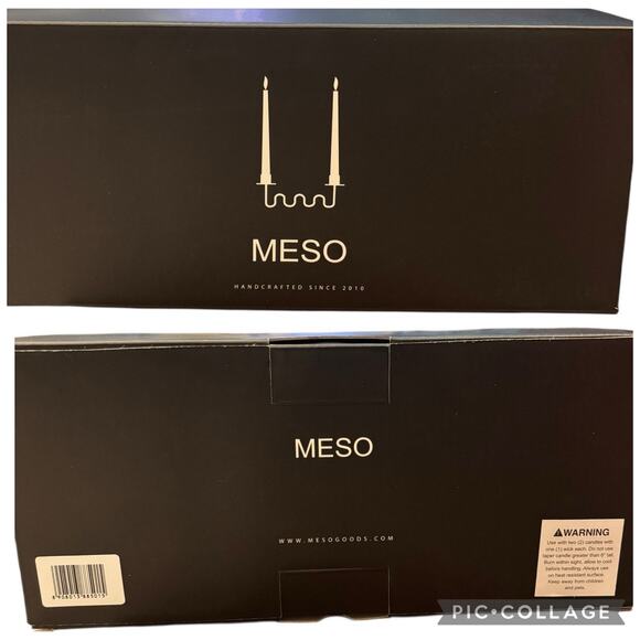 MESO MODERN CREAM WHITE TWO SIDED TAPER CANDLE HOLDER NEW IN BOX - Picture 5 of 5